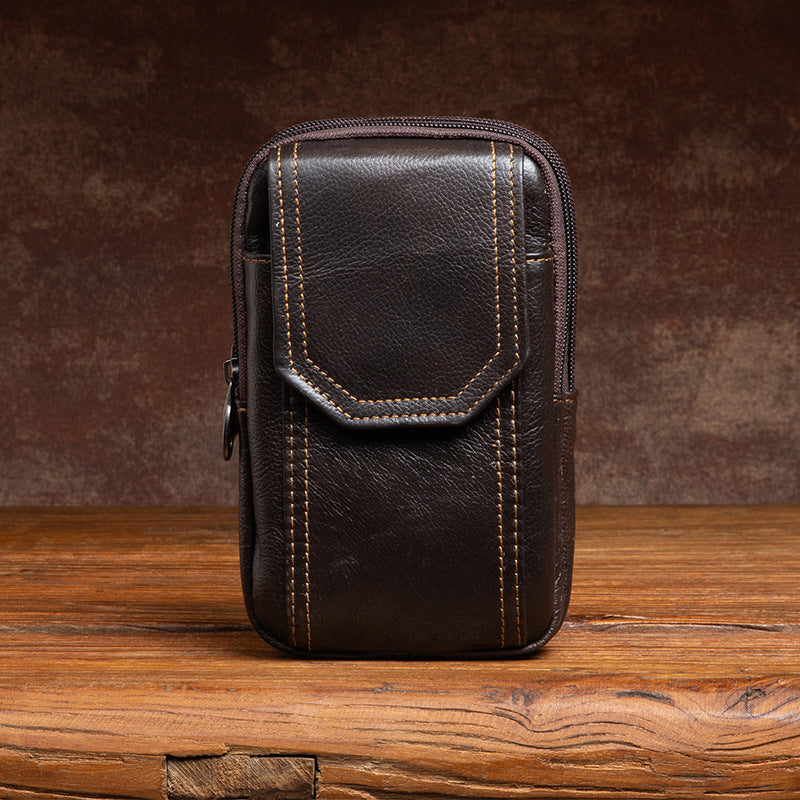 Handmade Leather Waist Bags for Cellphone&Cigarette 0039-Handbags, Wallets & Cases-Coffee-Free Shipping Leatheretro