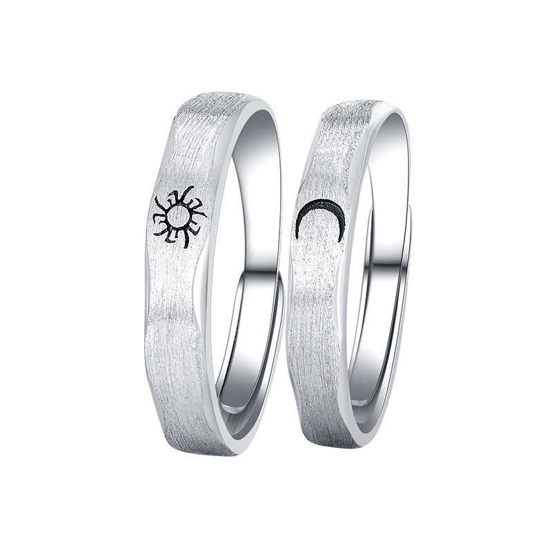 Fashion Moon&sun Design Open End Sliver His and Her Rings-Rings-Women-Open-end-Free Shipping Leatheretro