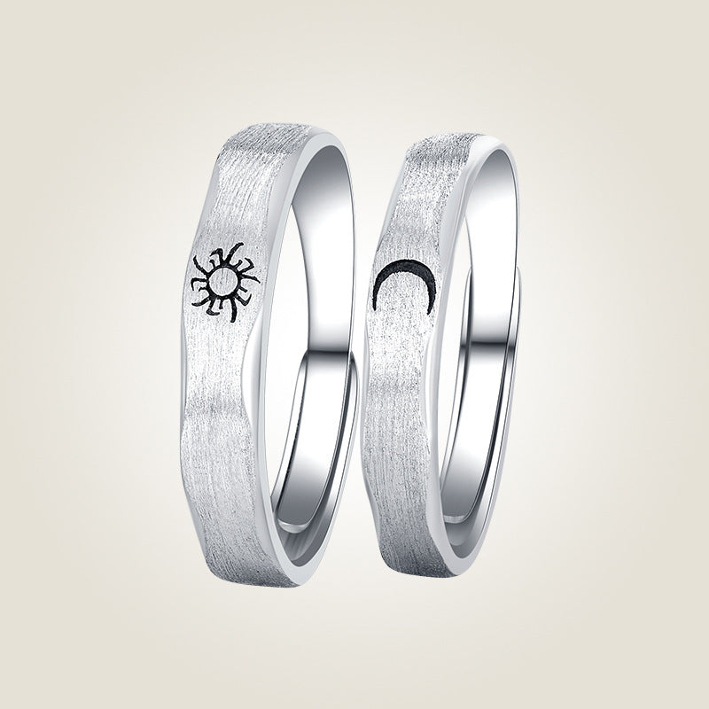 Fashion Moon&sun Design Open End Sliver His and Her Rings-Rings-Women-Open-end-Free Shipping Leatheretro