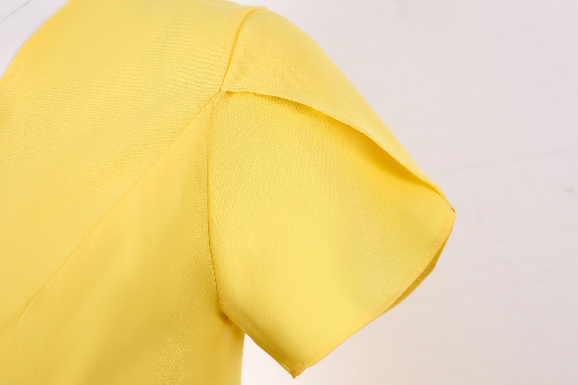 Vintage Short Sleeves Women Dresses-Yellow-S-Free Shipping Leatheretro