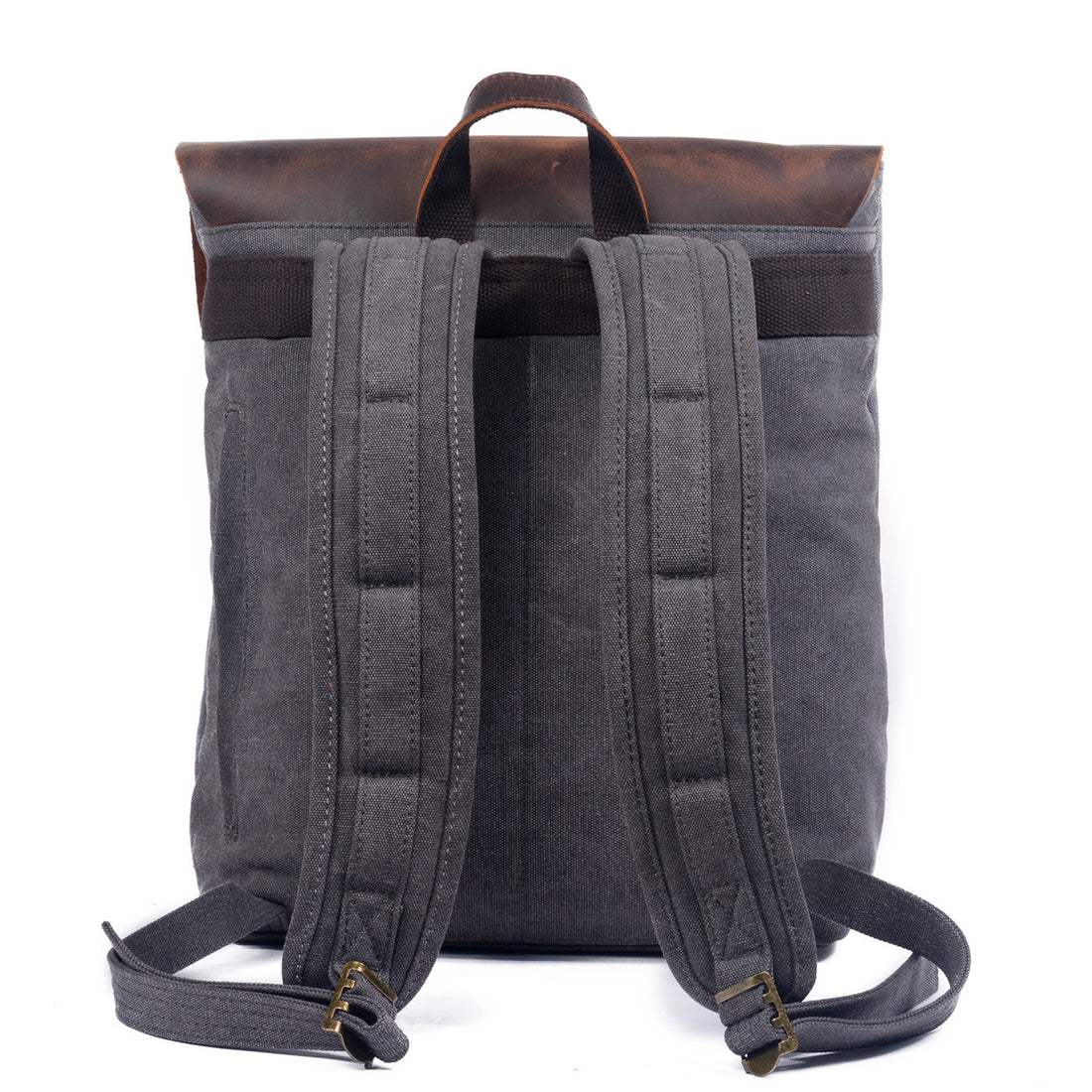Leisure Vintage Waterproof Leather Canvas Backpack 659LA-Leather Canvas Backpack-Black-Free Shipping Leatheretro