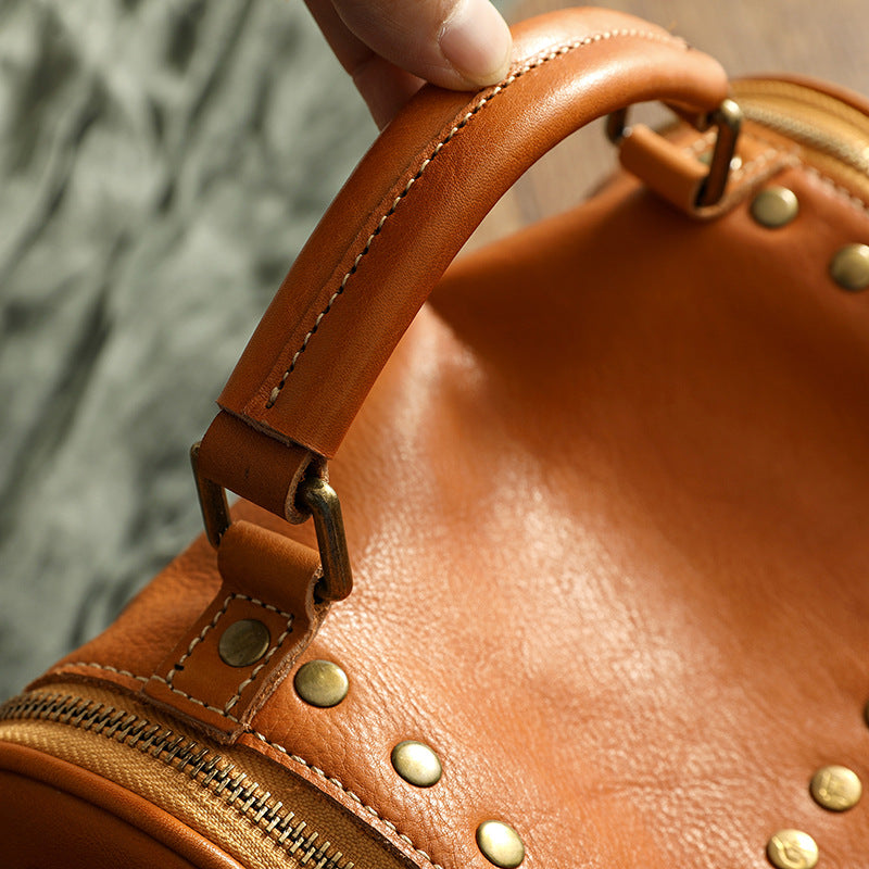 Vintage Rivet Design Genuine Leather Crossbody Handbags 3202-Handbags-Yellow-Free Shipping Leatheretro