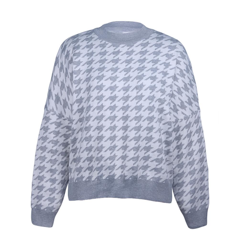 Vintage Women Plaid Knitting Hoody Sweaters-Shirts & Tops-Khaki-S-Free Shipping Leatheretro