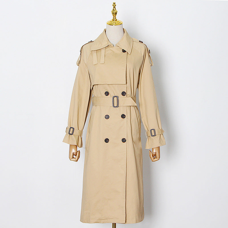 Fashion Laced Up Long Wind Coats for Women-Coats & Jackets-Khaki-XS-Free Shipping Leatheretro