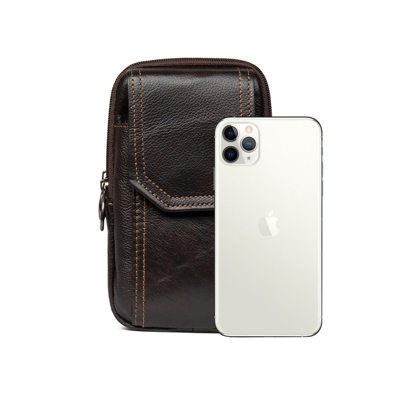 Handmade Leather Waist Bags for Cellphone&Cigarette 0039-Handbags, Wallets & Cases-Coffee-Free Shipping Leatheretro