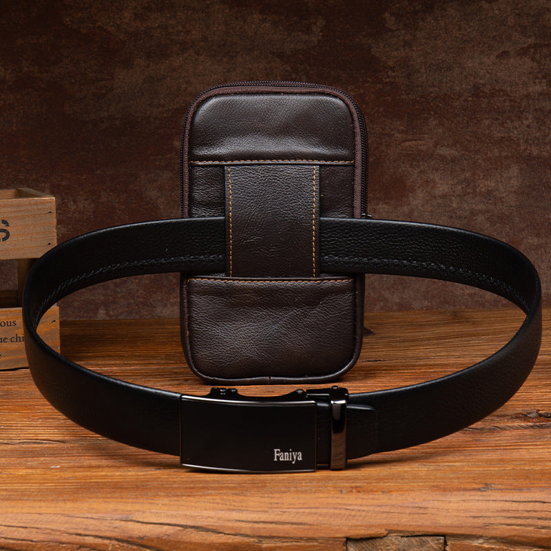 Handmade Leather Waist Bags for Cellphone&Cigarette 0039-Handbags, Wallets & Cases-Coffee-Free Shipping Leatheretro