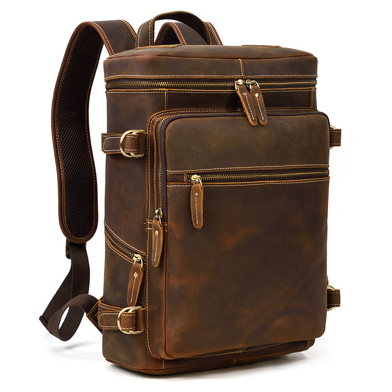Handmade Large Capacity Leather Laptop Backpack 8027-Leatehr Backpack-Brown-Free Shipping Leatheretro