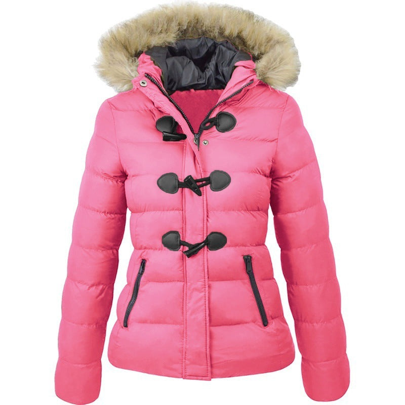 Casual Cotton Women Short Overcoats for Women-Pink-S-Free Shipping Leatheretro