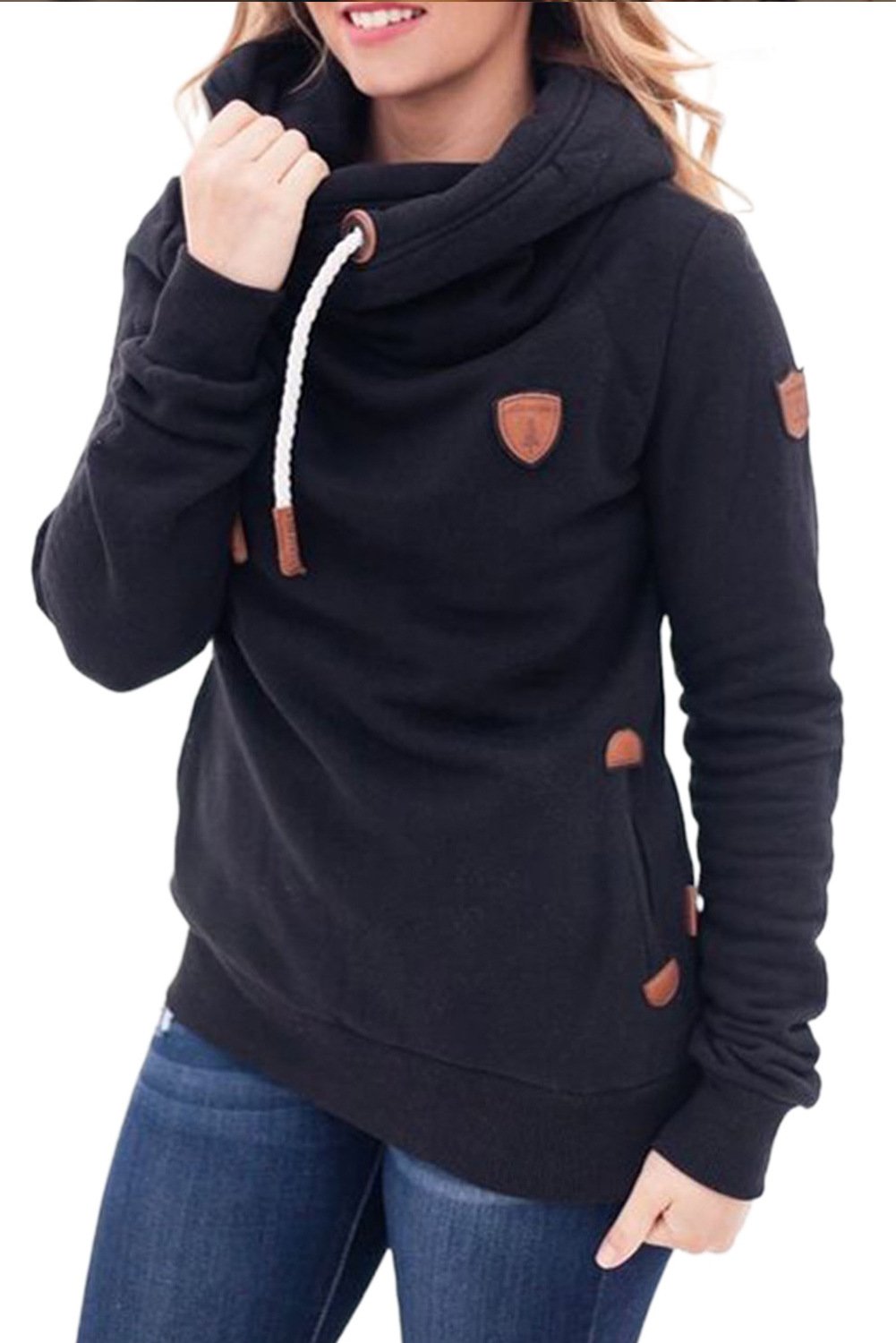 Casual Drawstring Hoddies with Hat-Sweater&Hoodies-Black-S-Free Shipping Leatheretro