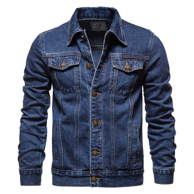 Casual Cotton Denim Cowboy Long Sleeves Denim Jackets-Coats & Jackets-Black-M-Free Shipping Leatheretro