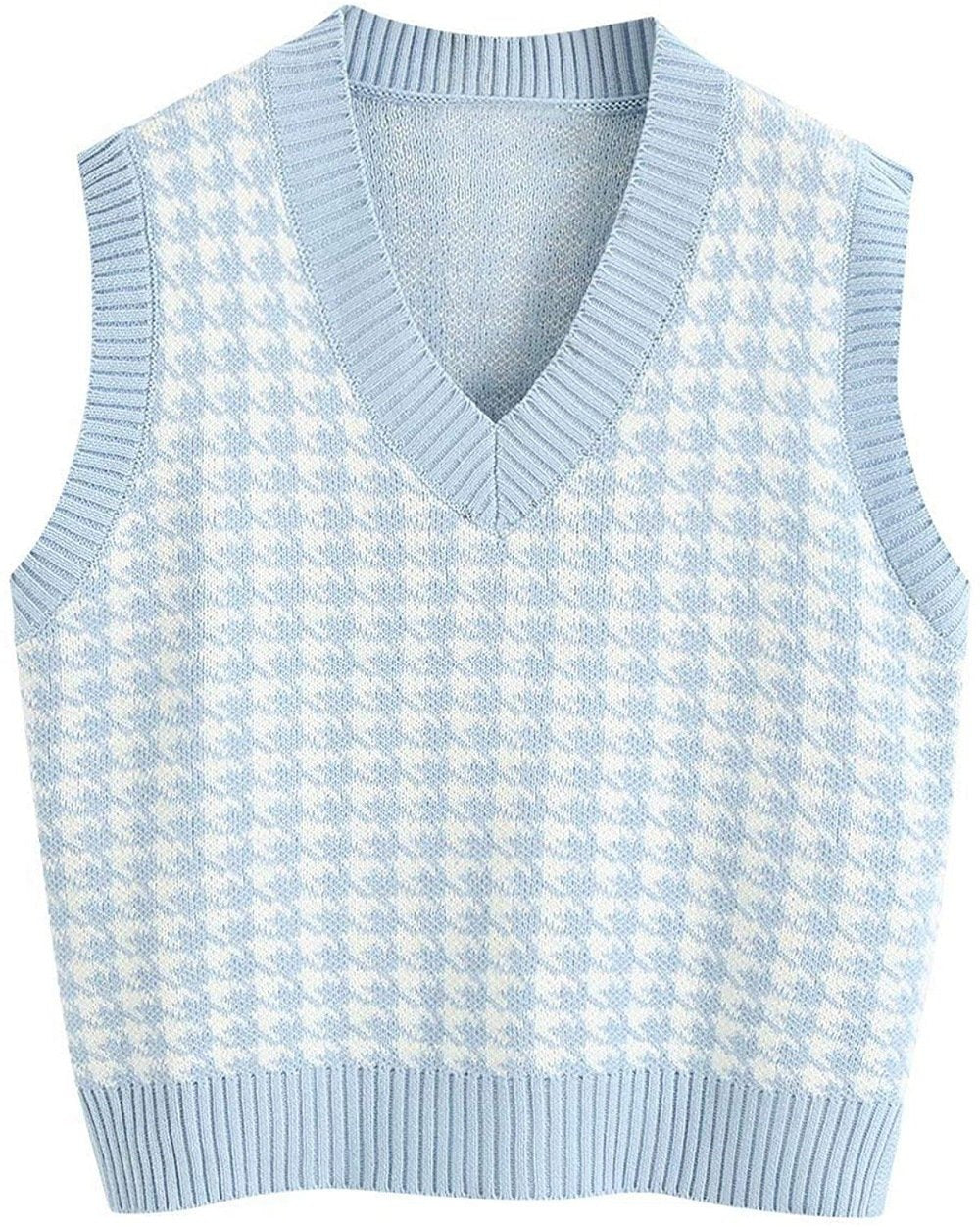 Fashion Sleeveless Women Knitting Vest-Shirts & Tops-Light Blue-S-Free Shipping Leatheretro