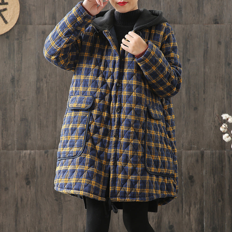 Winter Cotton Women Plus Sizes Overcoats-Outerwear-Yellow-L-Free Shipping Leatheretro
