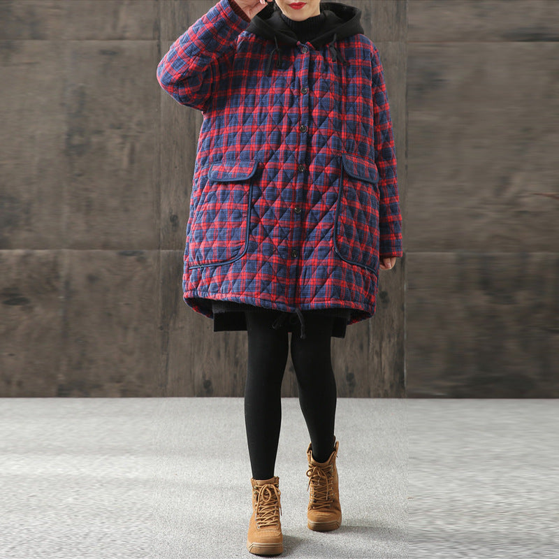 Winter Cotton Women Plus Sizes Overcoats-Outerwear-Red-L-Free Shipping Leatheretro