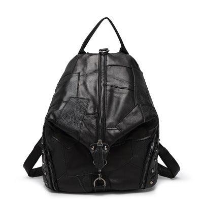 Fashion Colorful Leather Backpack for Women 1308-Leather Backpack for Women-Black-Free Shipping Leatheretro