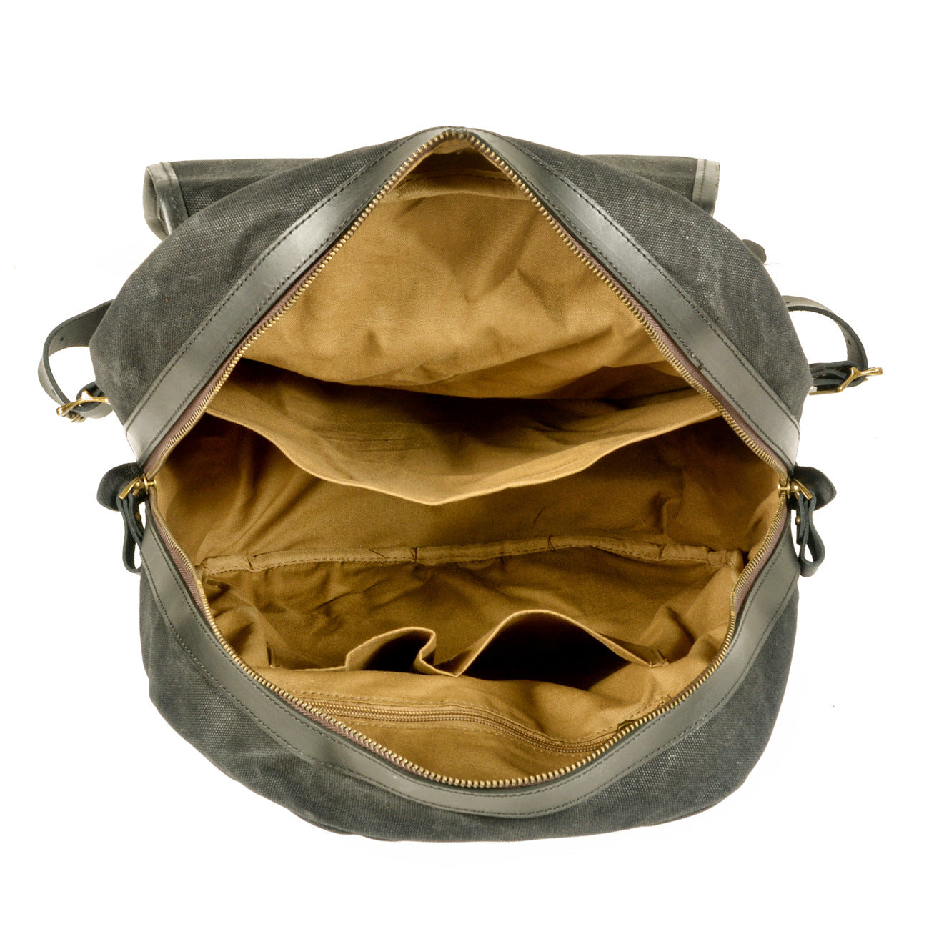 Vintage Leisure Leather Canvas Outdoor Mountain-climbing Backpack 5023-Backpacks-Black-Free Shipping Leatheretro