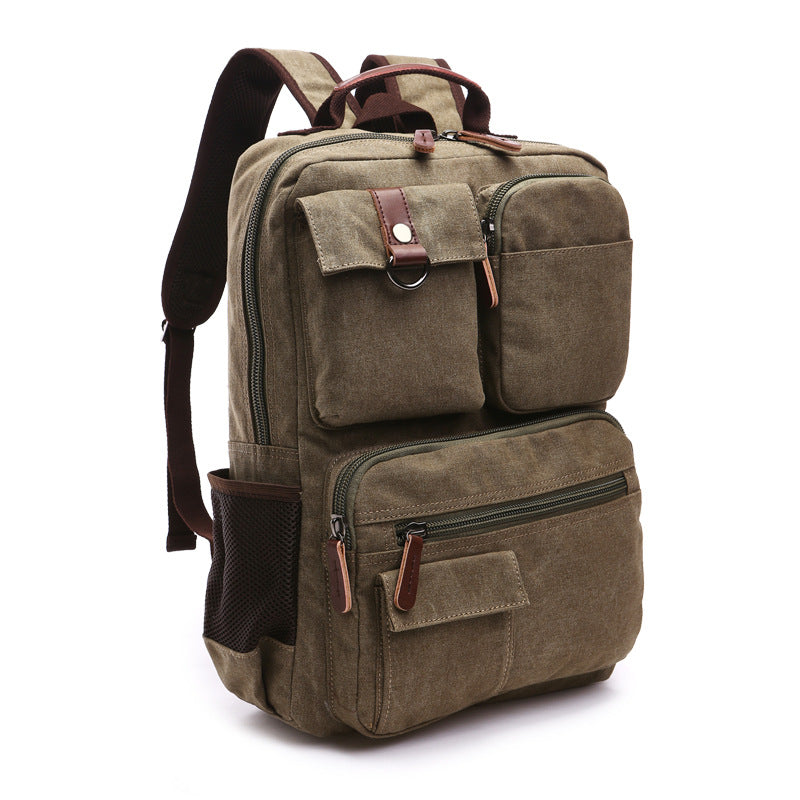 Casual Canvas Travel Student Backpack 8678-Backpacks-Army Green-Free Shipping Leatheretro