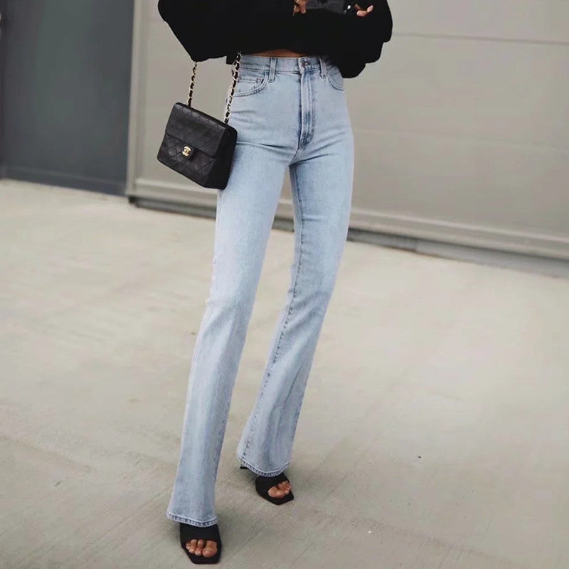 Casual High Waist Trumpet Women Long Jeans-Pants-Black-XS-Free Shipping Leatheretro
