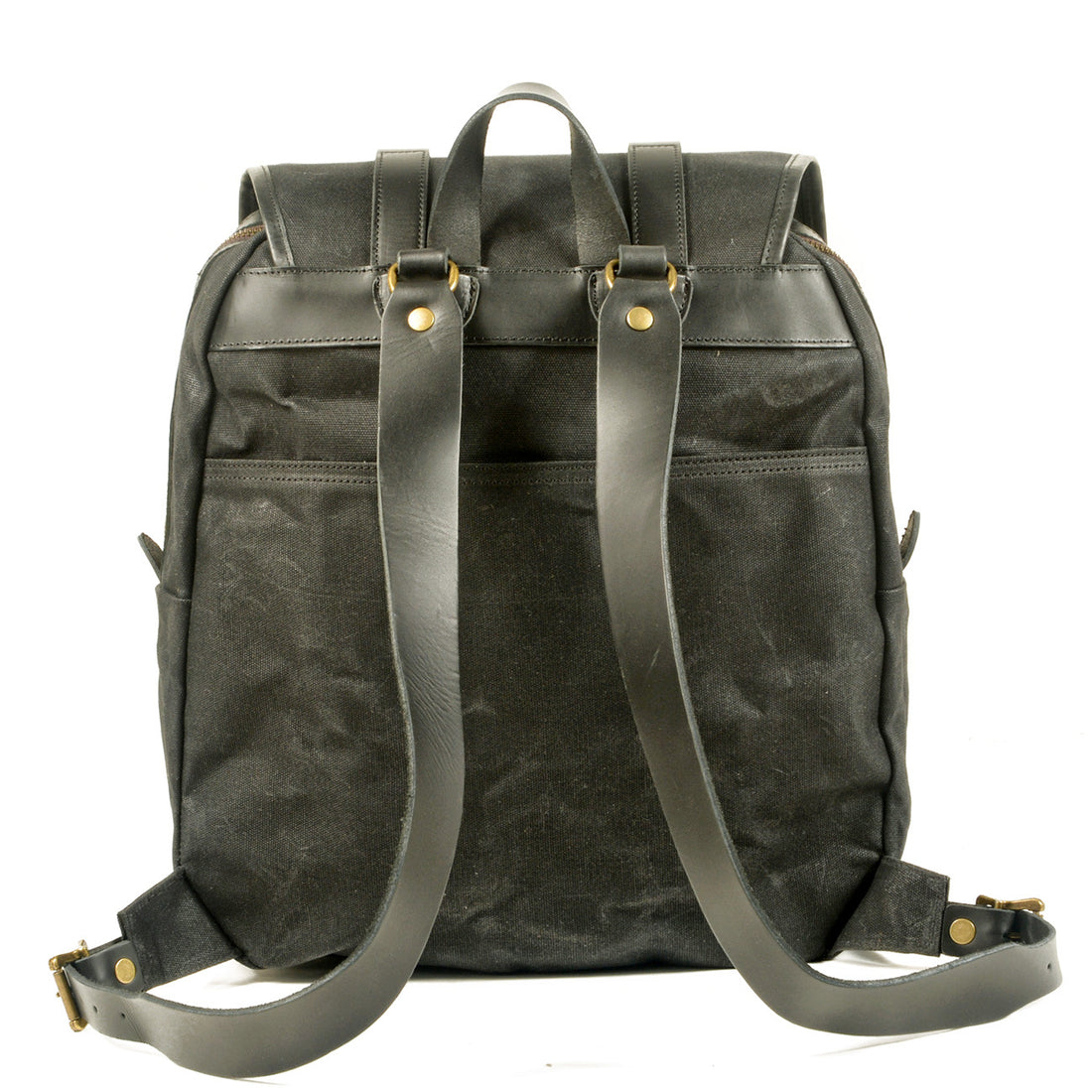 Vintage Leisure Leather Canvas Outdoor Mountain-climbing Backpack 5023-Backpacks-Black-Free Shipping Leatheretro