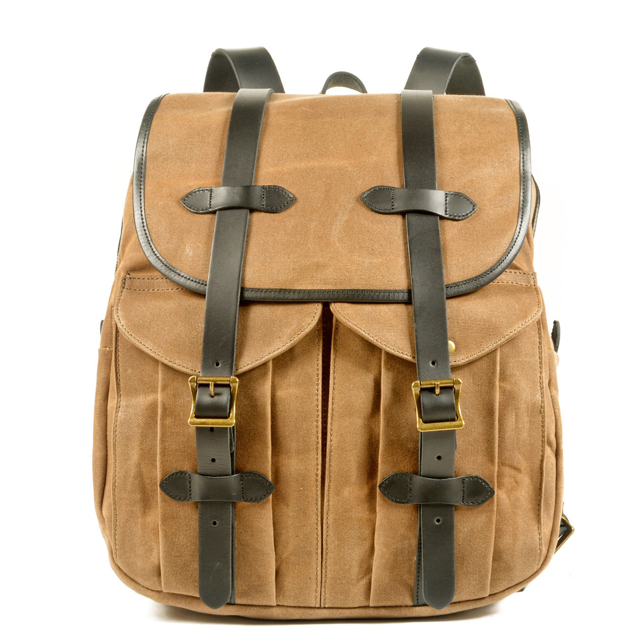 Vintage Leisure Leather Canvas Outdoor Mountain-climbing Backpack 5023-Backpacks-Black-Free Shipping Leatheretro