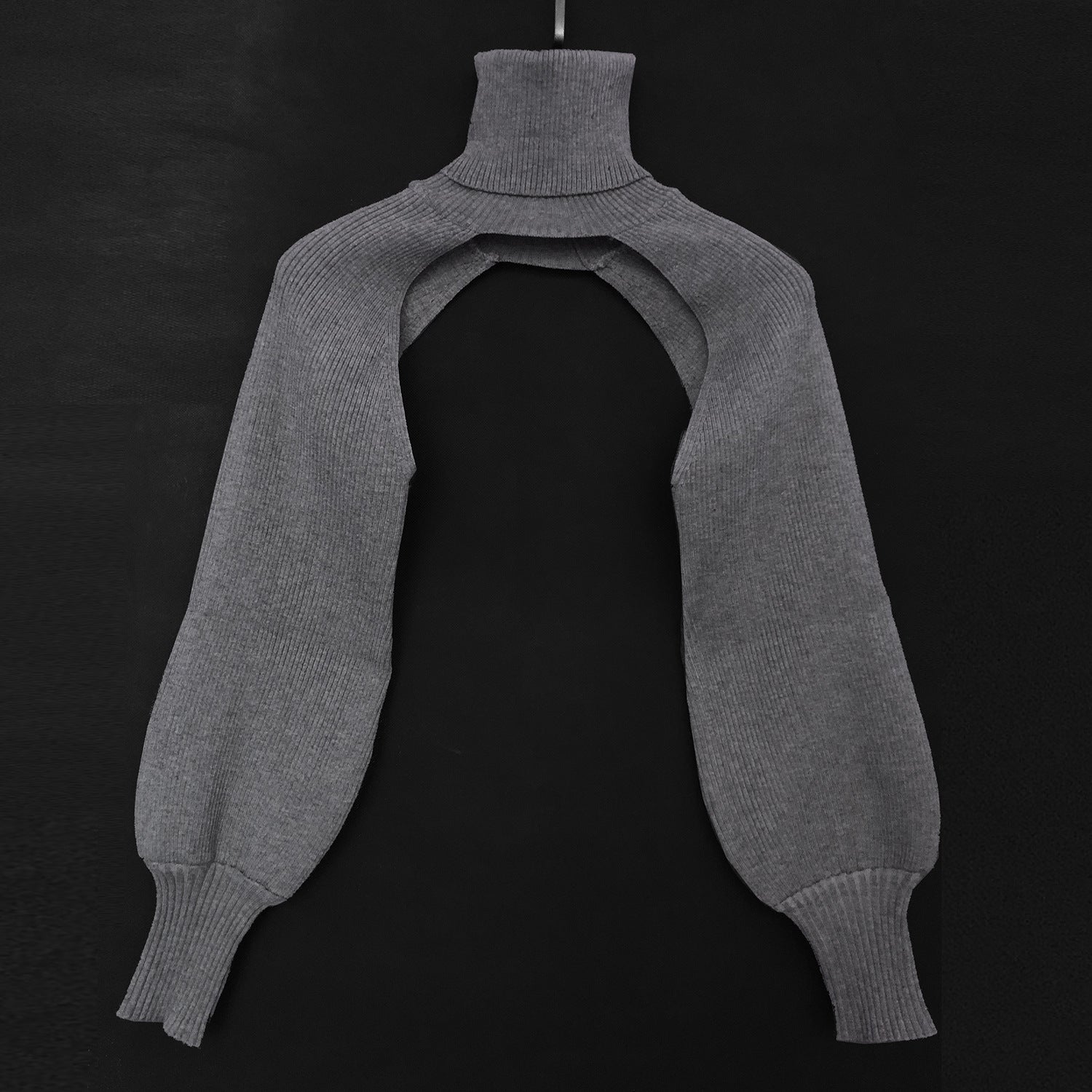 Fashion High Neck Knitted Designed Sweaters-Shirts & Tops-Gray-One Size-Free Shipping Leatheretro