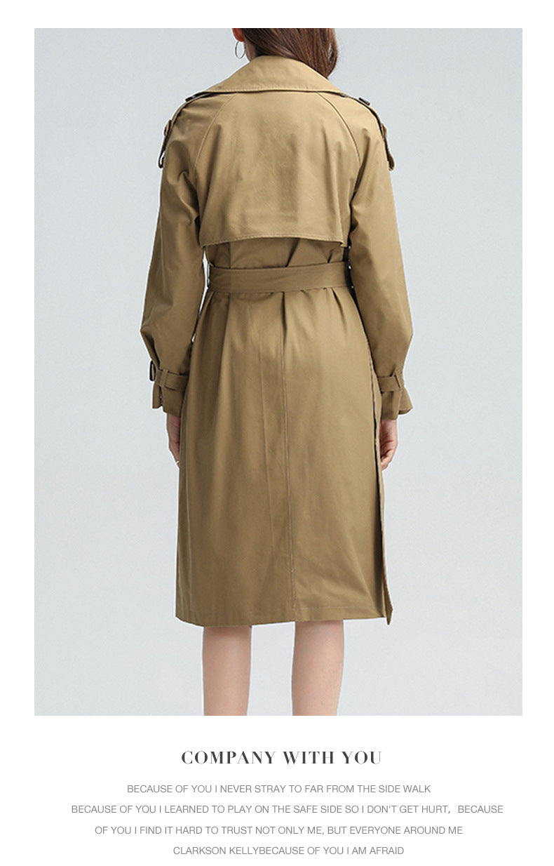 Fashion Laced Up Long Wind Coats for Women-Coats & Jackets-Khaki-XS-Free Shipping Leatheretro