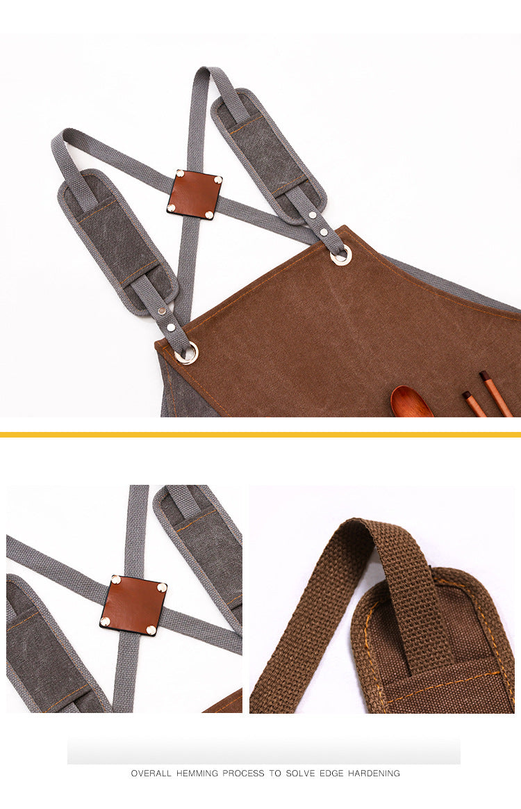 Heavey Duty Workman Demin Canvas Aprons P239-Leather Canvas Aprons-Gray Yellow-Shoulder-Free Shipping Leatheretro