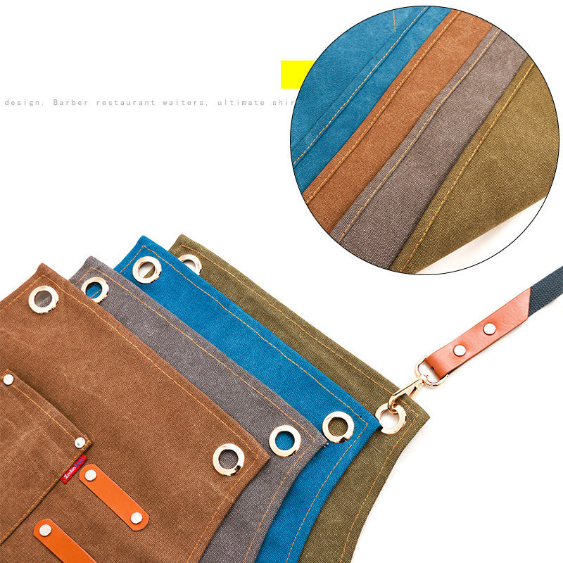 Demin Canvas Handmade Work Apron P247-Canvas Apron-Blue-Free Shipping Leatheretro