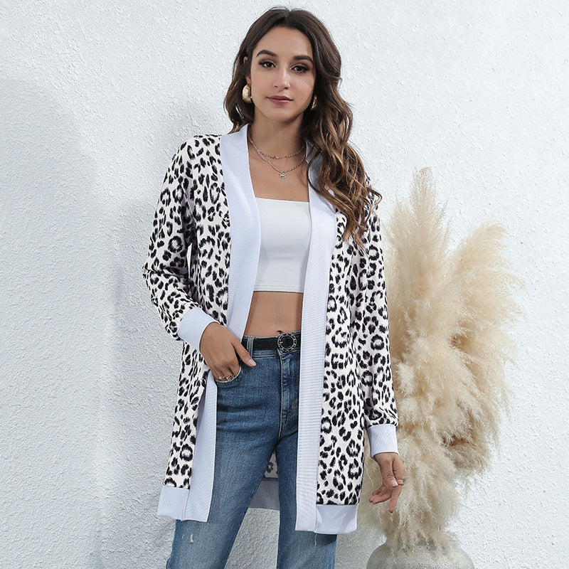 Casual Leopard Design Knitted Coats for Women-Coats & Jackets-K-S-Free Shipping Leatheretro