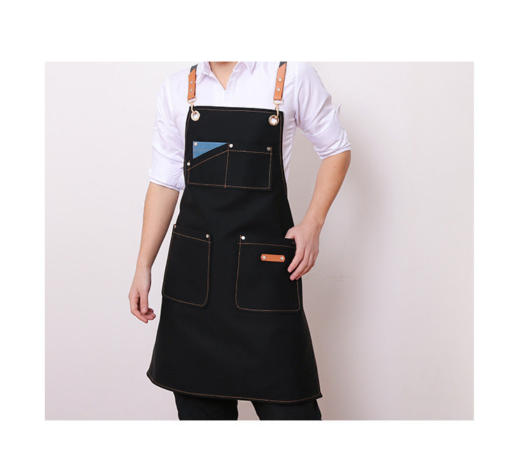 Waxed Waterproof Canvas Aprons with Pockets 1936-Arpons-Dark Blue-Free Shipping Leatheretro