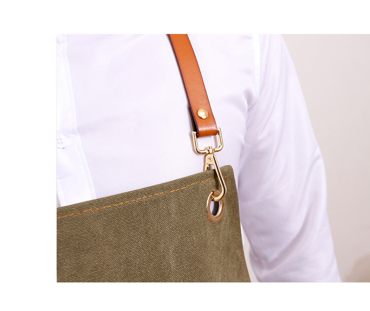 Heavey Duty Workman Demin Canvas Aprons P239-Leather Canvas Aprons-Gray Yellow-Shoulder-Free Shipping Leatheretro