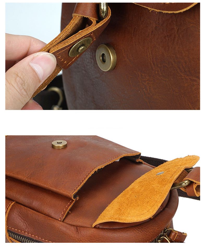 Vintage Exercising Cowhide Leather Chest Bag-Coffee-Free Shipping Leatheretro