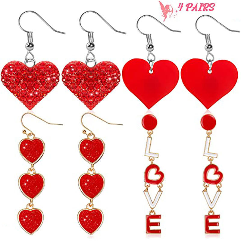 Lovely Love Design Women Earrings for Valentine's Day-Earrings-style—A-Free Shipping Leatheretro