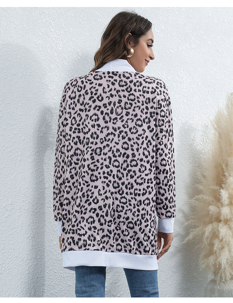 Casual Leopard Design Knitted Coats for Women-Coats & Jackets-A-S-Free Shipping Leatheretro