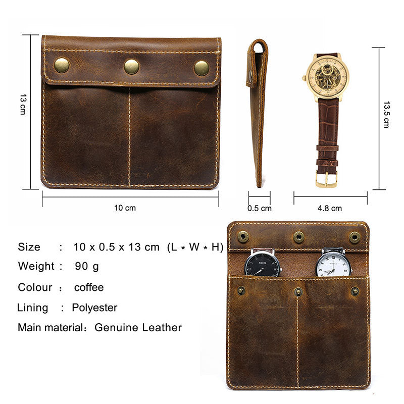 Vintage Crazy Horse Leather Watch Cases A1009-Leather Cases-Coffee-Free Shipping Leatheretro