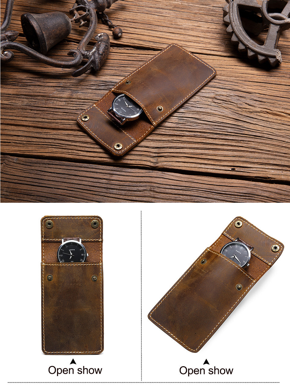 Vintage Portable Leather Watch Storage Cases A1010-Leather Cases-Coffee-Free Shipping Leatheretro