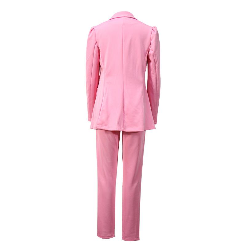 Leisure Fashion Two Pieces Blazers Outfits-Two Pieces Suits-Pink-S-Free Shipping Leatheretro