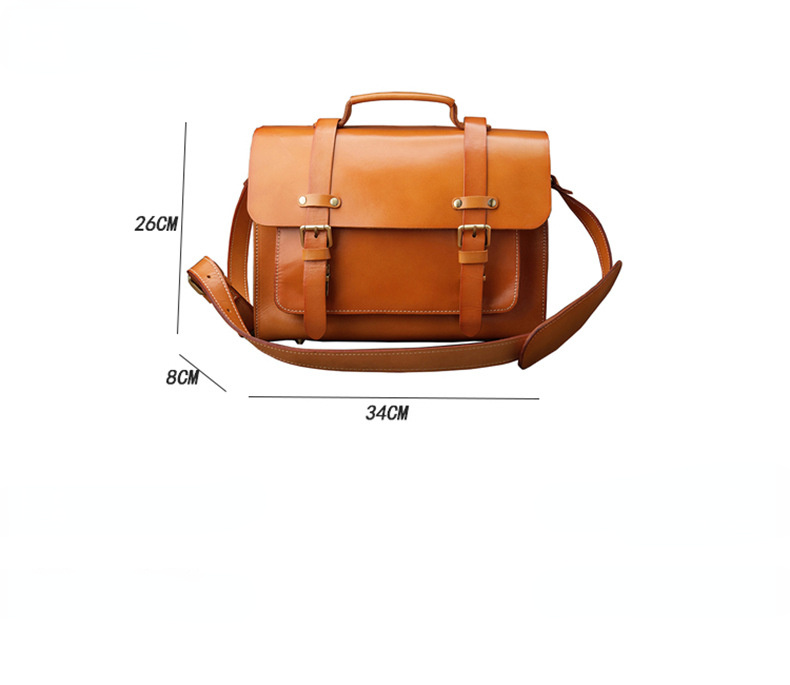 Handmade Vege Tanned Leather Crossbody Bags for Men B016-Handbags, Wallets & Cases-Brown-Free Shipping Leatheretro