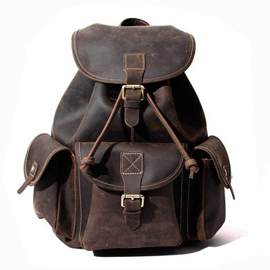 Vintage Genuine Leather Backpacks 8891-Leather Backpack-Dark Brown-Free Shipping Leatheretro