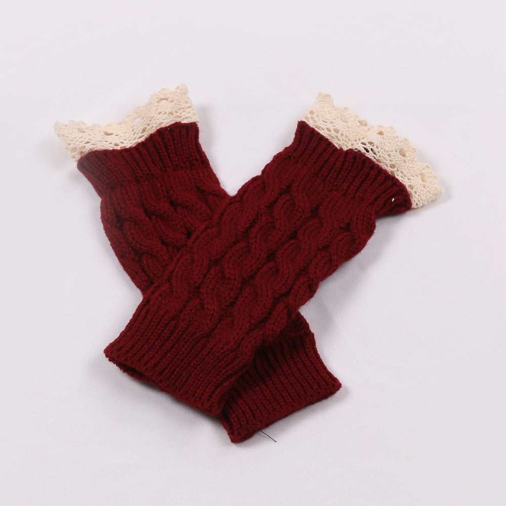 2 Pairs/Set Lovely Finger Less Knitted Gloves for Girl-Gloves & Mittens-Wine Red-One Size-Free Shipping Leatheretro