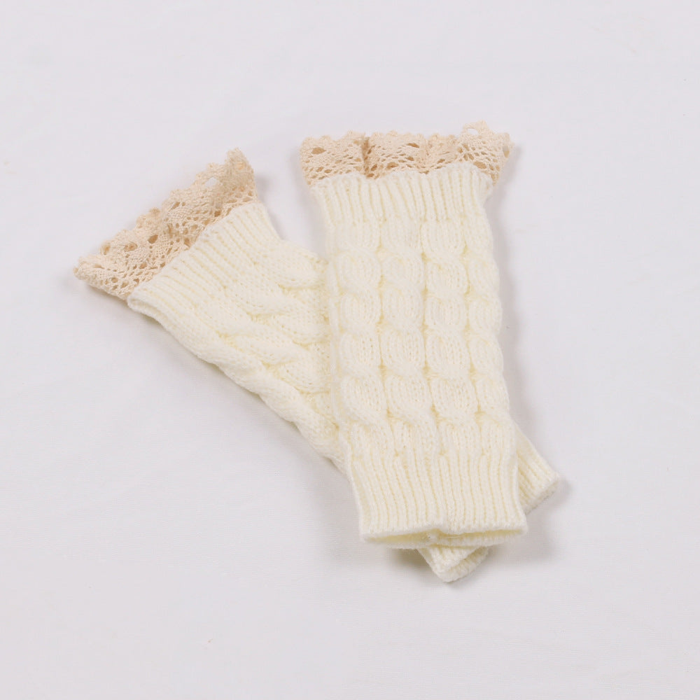 2 Pairs/Set Lovely Finger Less Knitted Gloves for Girl-Gloves & Mittens-White-One Size-Free Shipping Leatheretro