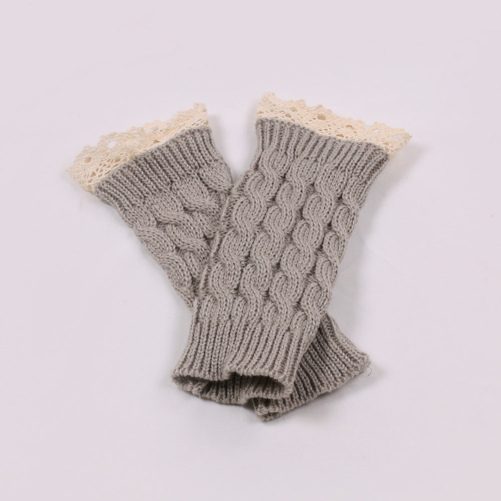 2 Pairs/Set Lovely Finger Less Knitted Gloves for Girl-Gloves & Mittens-Light Gray-One Size-Free Shipping Leatheretro