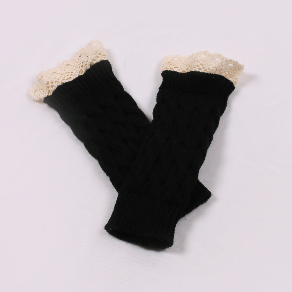 2 Pairs/Set Lovely Finger Less Knitted Gloves for Girl-Gloves & Mittens-Black-One Size-Free Shipping Leatheretro