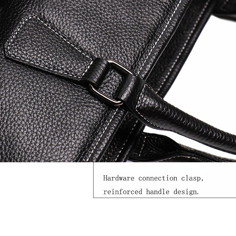 Black Cowhide Leather Business Computer Bags with Large Capacity 30242-Leateher Briefcase-Black-Free Shipping Leatheretro