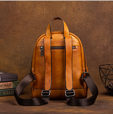 Vintage Vegetable Tanned Leather Embossing Backpack for Women C319-Leather Backpack for Women-Brown-Free Shipping Leatheretro