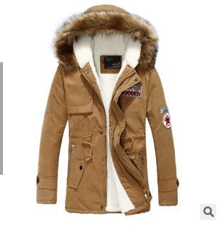 Winter Cotton Hoodies Coats for Men-Coats & Jackets-Khaki-S-Free Shipping Leatheretro