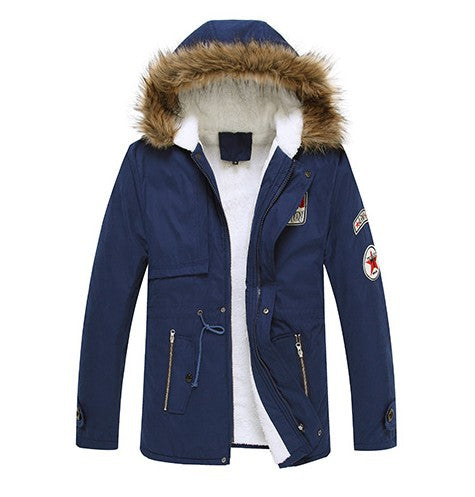 Winter Cotton Hoodies Coats for Men-Coats & Jackets-Dark Blue-S-Free Shipping Leatheretro