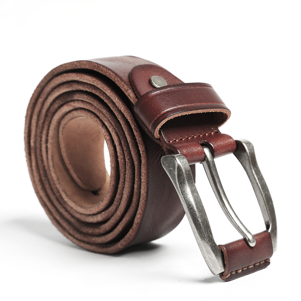 Retro Men's Handmade Leather Casual Belt 15007-Leather Belt-Khaki-Free Shipping Leatheretro