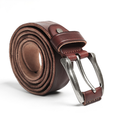 Retro Men's Handmade Leather Casual Belt 15007-Leather Belt-Khaki-Free Shipping Leatheretro