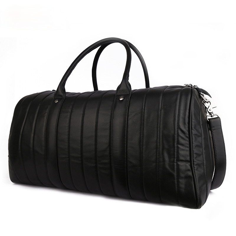 Black Large Storage Leather Travel Bag J6530-Leather Duffle Bags-Black-Free Shipping Leatheretro