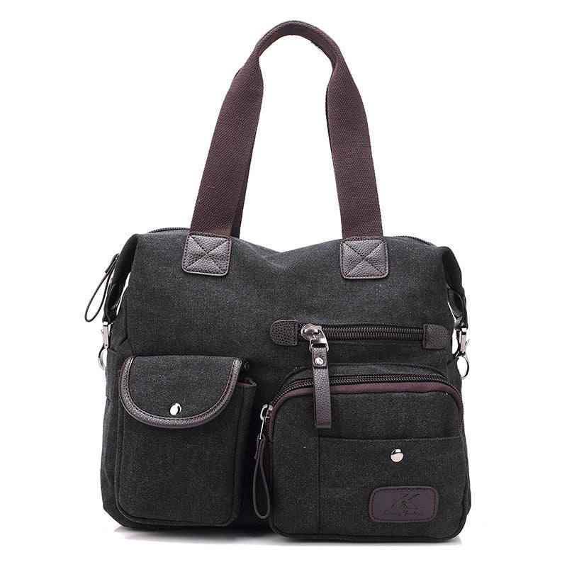 Casual Traveling Sports Canvas Bags for Men 1092-Handbags-Black-Free Shipping Leatheretro
